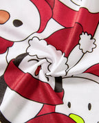 Christmas Santa and Snowman Print Family Matching Short-sleeve Tops and Shorts Pajamas Sets White