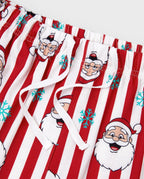 Christmas Matching Family Pajamas Set Santa Claus and Snowflakes Red Stripes PJS Red