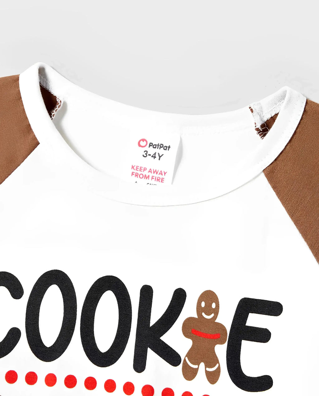 Christmas Family Matching Letter and Gingerbread Man Print Long-sleeve Pajamas Sets with Christmas Socks Khaki