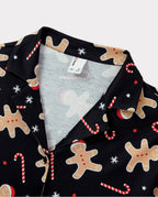 Christmas Matching Family Pajamas Set Gingerbread Print Black PJS with Christmas Socks Black