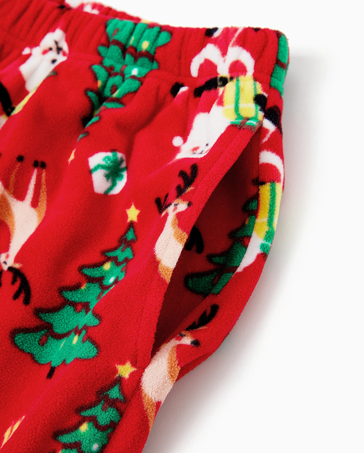 Christmas Matching Family Pajamas Set Santa Claus and Christmas Tree Print Red Fleece PJS with Christmas Socks Red