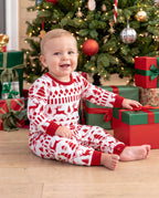Matching Family Christmas Pajamas Fair Isle & Reindeer Print Red