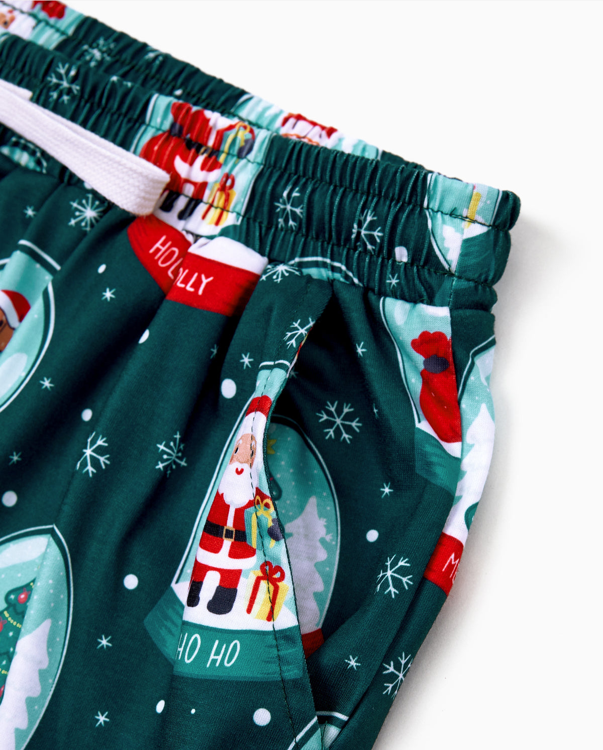 Christmas Matching Family Pajamas Set Santa Claus Christmas-themed Print PJS Turquoise