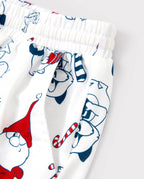 Christmas Matching Family Pajamas Set Santa Claus and Dogs Print PJS with Christmas Socks White