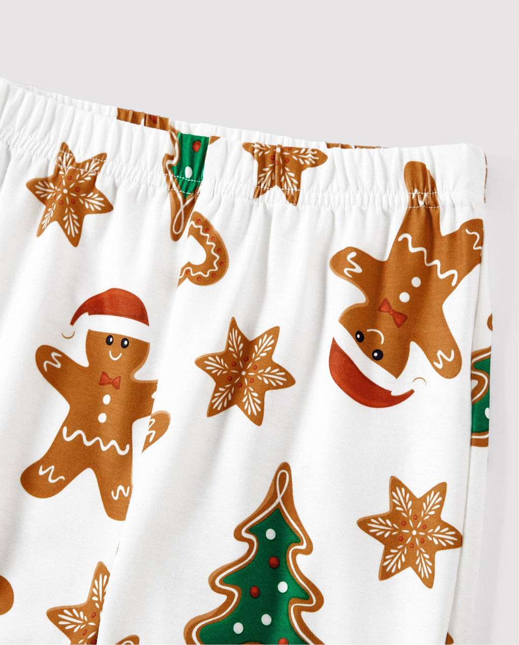 Christmas Family Matching Cartoon Gingerbread Man and Tree All-over Print Long-sleeve Pajamas Sets with Christmas Socks