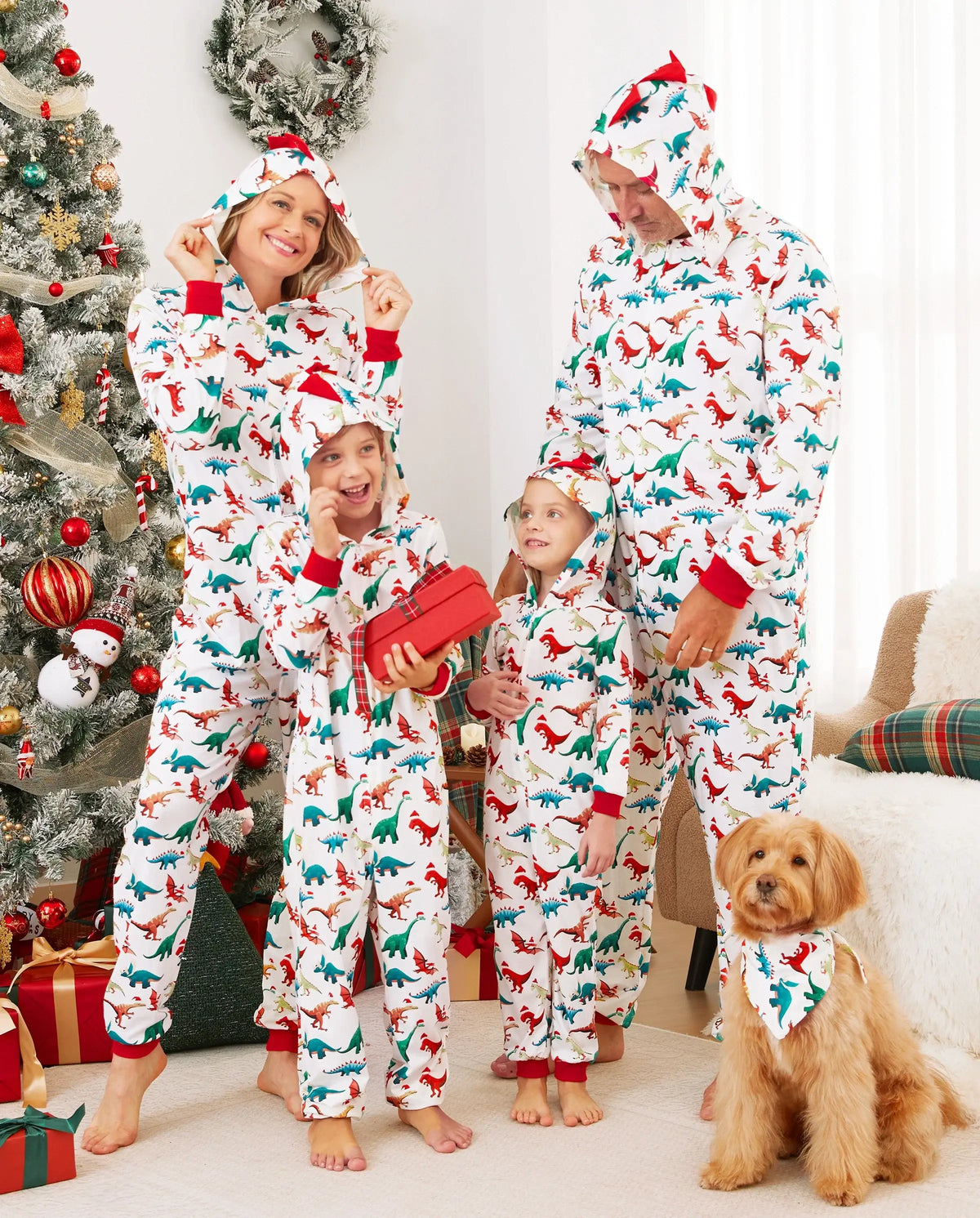 Christmas Family Matching Pajamas with 3D Design Onesie PJS with Christmas Socks Multi-color