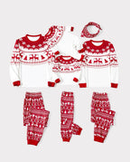 Christmas Reindeer and Snowflake Print Family Matching Pajamas Sets with Christmas Socks Red