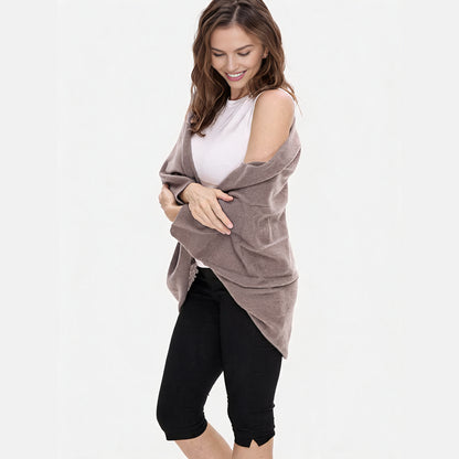 100% Merino Wool Convertible Wrap | 3-Way Cardigan, Shawl & Scarf