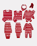 Traditional Christmas Print Family Matching Pajamas Sets with Christmas Socks Red