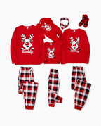 Christmas Matching Family Pajamas Set Glow In The Dark Reindeer Print PJS with Christmas Socks Red