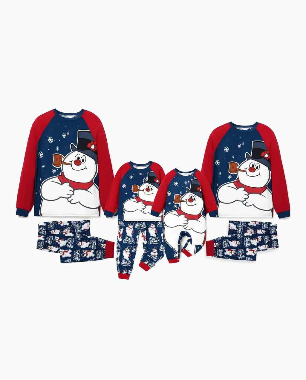 Frosty The Snowman Christmas Family Matching Color-block Pajamas Sets with Christmas Socks