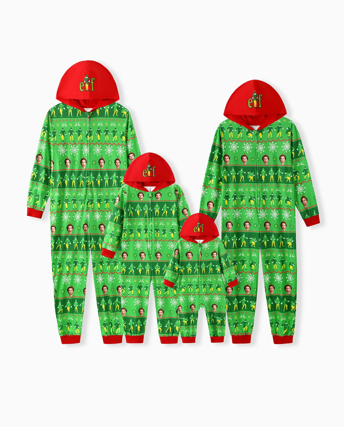 ELF Christmas Family Matching Fair Isle Pattern Hooded Pajamas Green