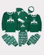 Christmas Family Matching Glow in the Dark Reindeer Tops Allover Pattern Pants Pajamas Sets with Christmas Socks