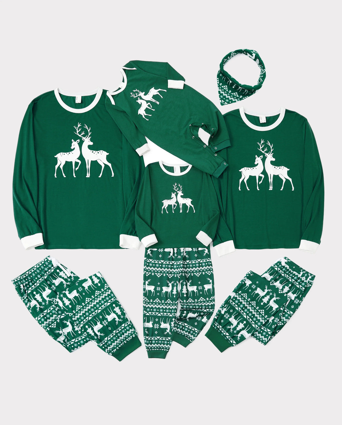 Christmas Family Matching Glow in the Dark Reindeer Tops Allover Pattern Pants Pajamas Sets with Christmas Socks