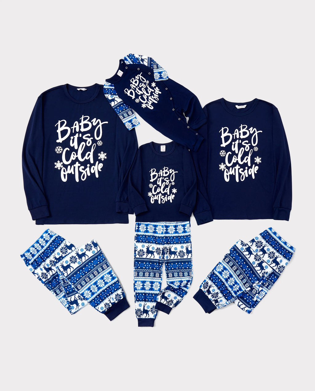 Mosaic Family Matching Letter Top Reindeer Pants Christmas Pajamas Sets with Christmas Socks Deep Blue