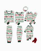 Matching Family Christmas Pajamas Fair Isle & Reindeer Print Green