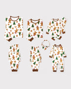 Christmas Family Matching Cartoon Gingerbread Man and Tree All-over Print Long-sleeve Pajamas Sets with Christmas Socks