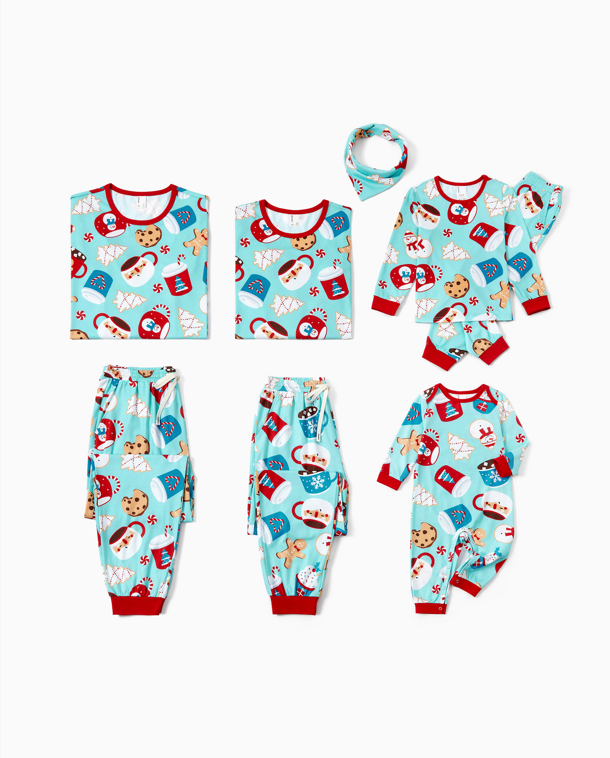 Family Matching Christmas Pajamas Mug & Gingerbread Print Blue