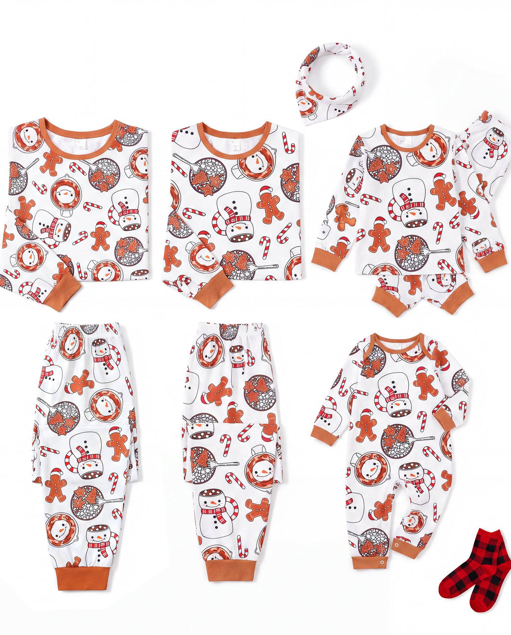 Matching Family Christmas Pajamas Mug & Snowman Print Khaki
