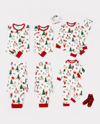 Family Matching Christmas Pajamas Collared Bamboo Xmas Tree Print