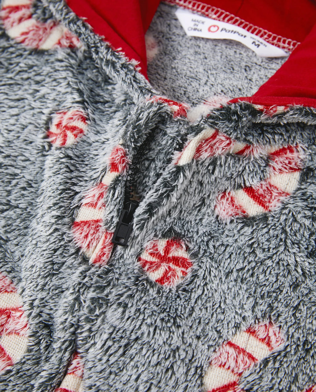 Onesies Pajamas Matching Christmas Outfits Candy Cane Pattern (Glow in the Dark) with Christmas Socks Black