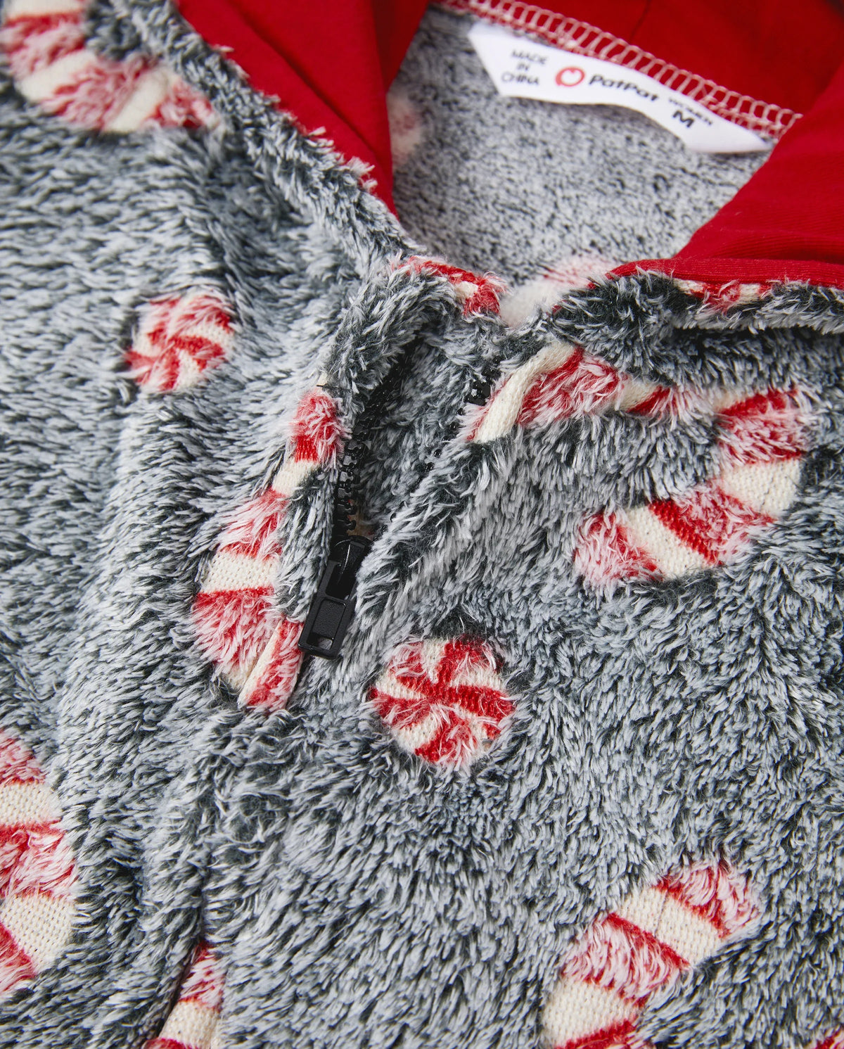 Onesies Pajamas Matching Christmas Outfits Candy Cane Pattern (Glow in the Dark) with Christmas Socks Black