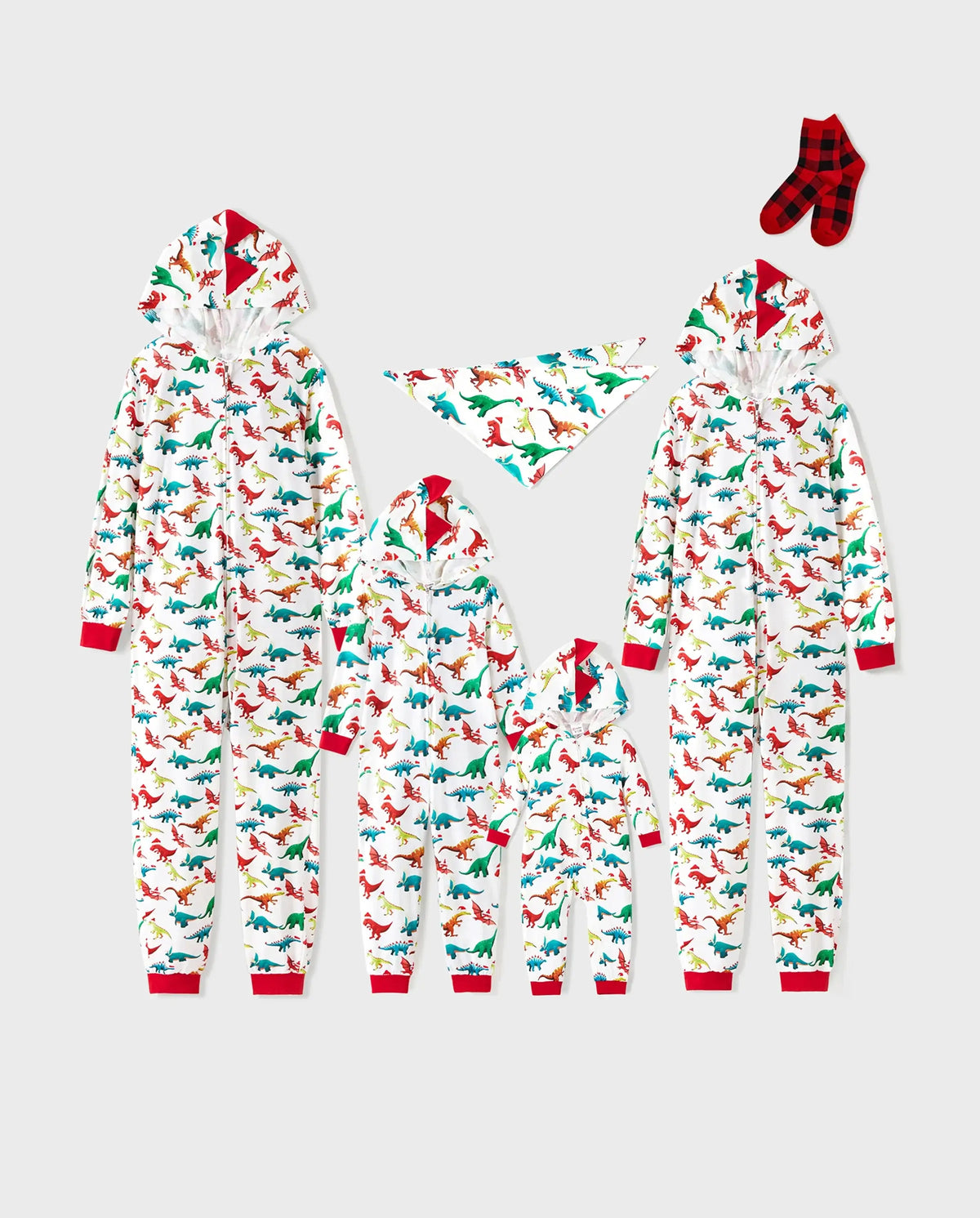 Christmas Family Matching Pajamas with 3D Design Onesie PJS with Christmas Socks Multi-color