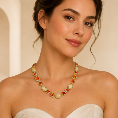 Baokang Sunset Glow Gemstone Necklace