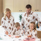 Family Matching Christmas Pajamas Gingerbread & Plaid Print Khaki