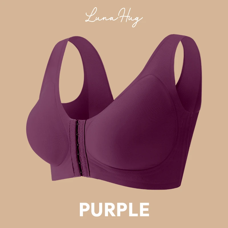 LunaHug - Seamless Front Buckle Cross Back Shaping Bra For Seniors