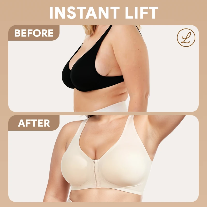 Seamless Front Closure Bra for Women | Cross Back Support Shaping Bra with Comfort Lift