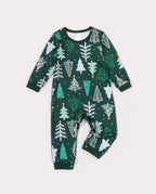 Family Matching Christmas Pajamas Christmas Tree Print Dark Green