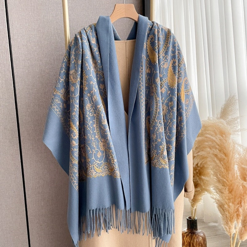 FALL & WINTER NEW ARRIVAL ONE WRAP. THREE WAYS TO WEAR. SAVE UP TO 50% Paisley Embroidered Shawl | Oversized Winter Wrap