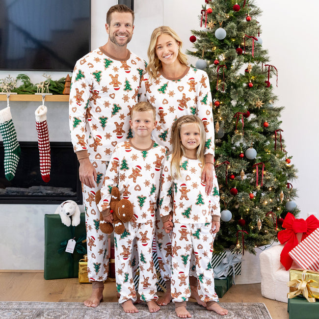 Family Matching Christmas Pajamas Gingerbread & Christmas Tree Brown Hover Image
