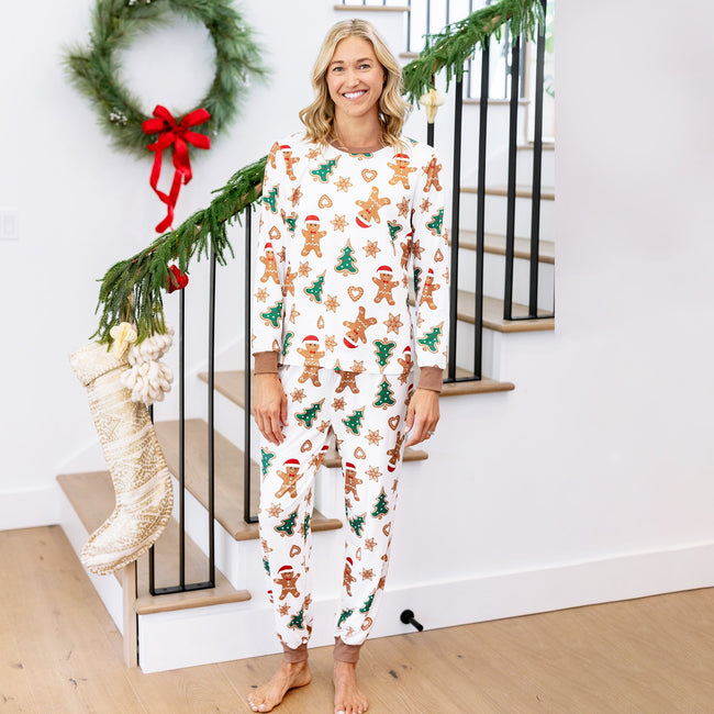 Family Matching Christmas Pajamas Gingerbread & Christmas Tree Brown Main Image