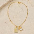 Gold Initial & Bow Charm Necklace
