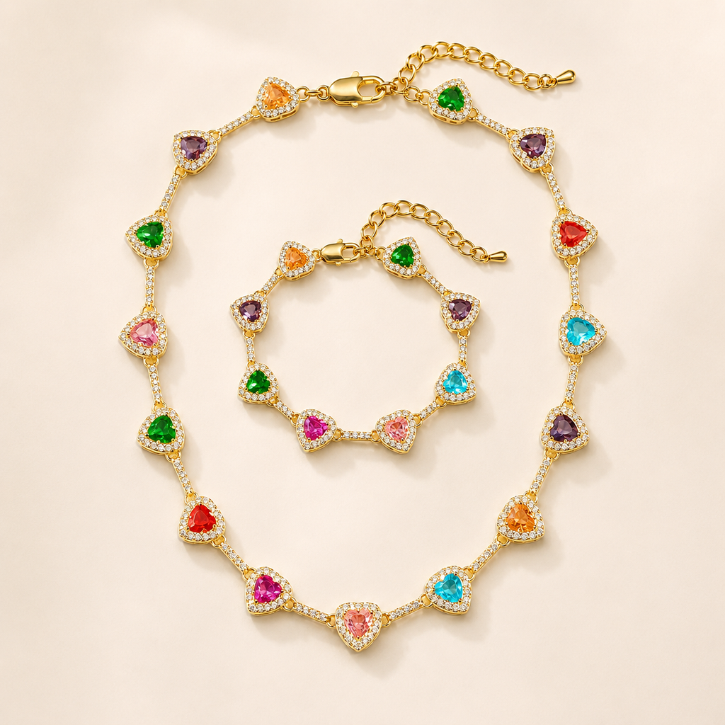 Set di Collana con Gemme Cuore Colorate Baokang