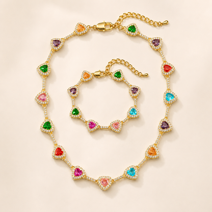 Baokang Colorful Heart Gemstone Necklace Set