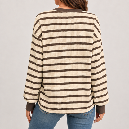 Maglia a Maniche Lunghe da Donna a Righe Vestibilità Morbida
