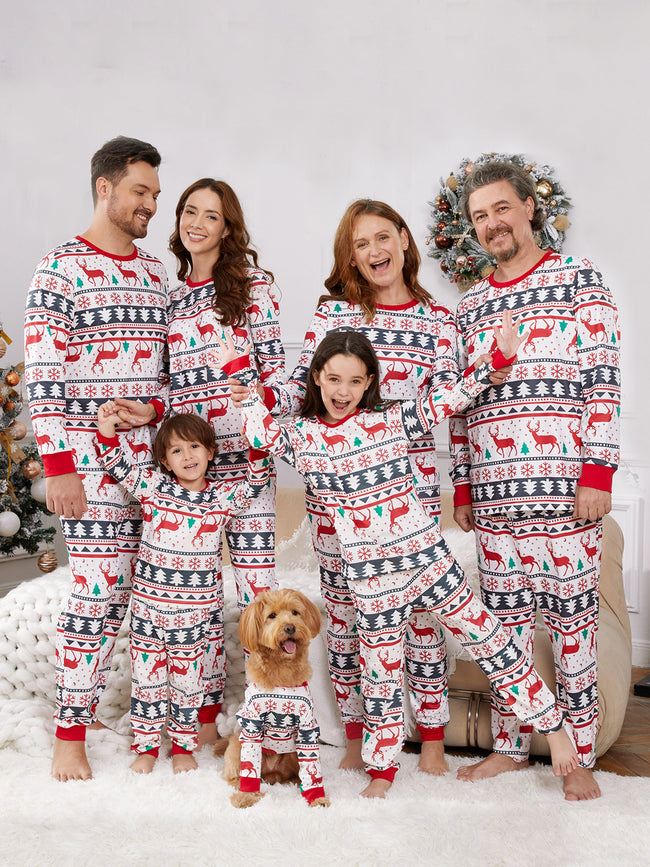 Family Matching Christmas Pajamas Fair Isle Red & White Main Image