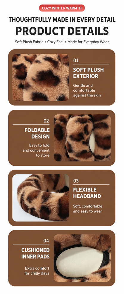 Foldable Plush Leopard Earmuffs | Warm & Cozy Winter Ear Warmers