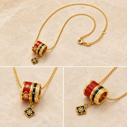 Multi-faceted Double-Ring Clover Necklace