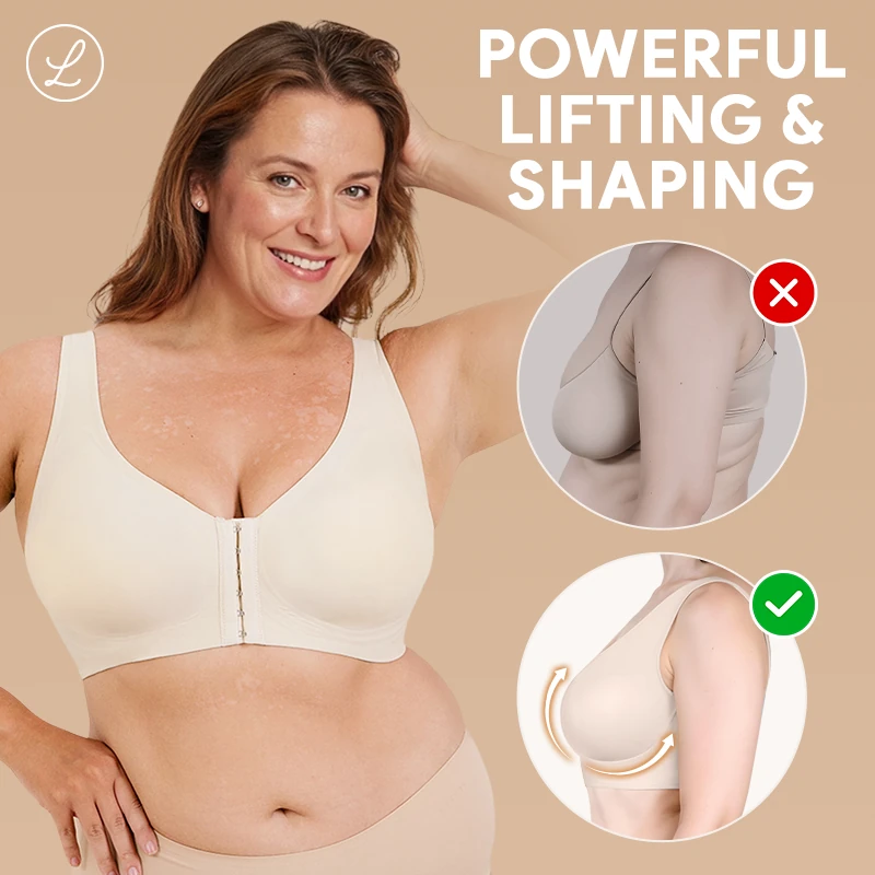 LunaHug - Seamless Front Buckle Cross Back Shaping Bra For Seniors