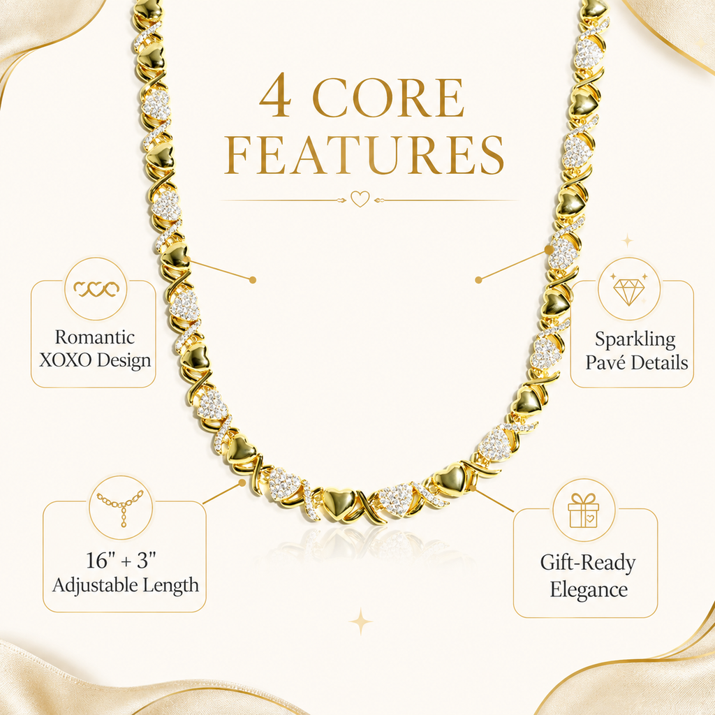 Collier en or XOXO avec diamants et pierres précieuses
