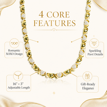 Gold XOXO Diamond Gemstone Necklace