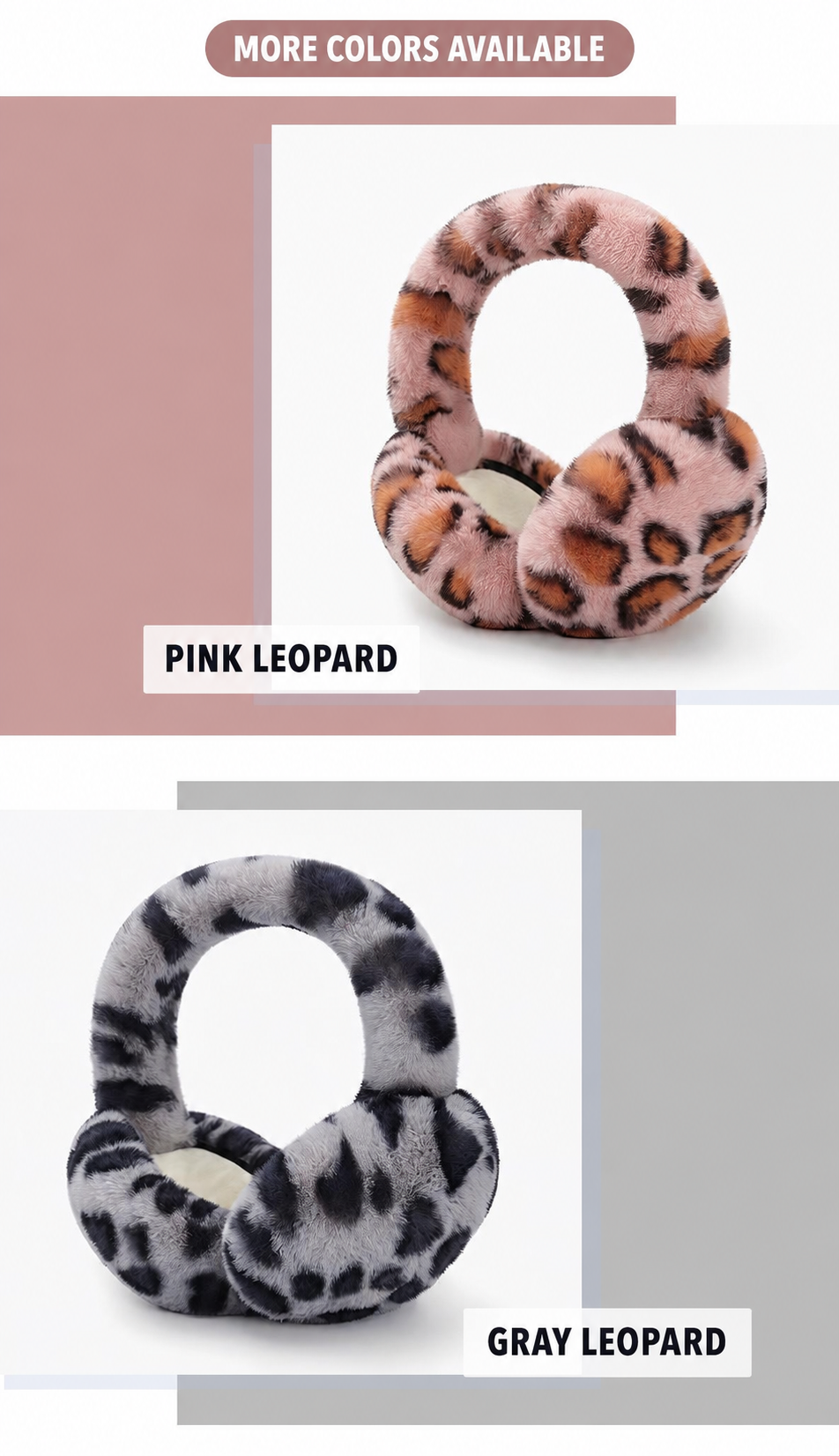 Foldable Plush Leopard Earmuffs | Warm & Cozy Winter Ear Warmers