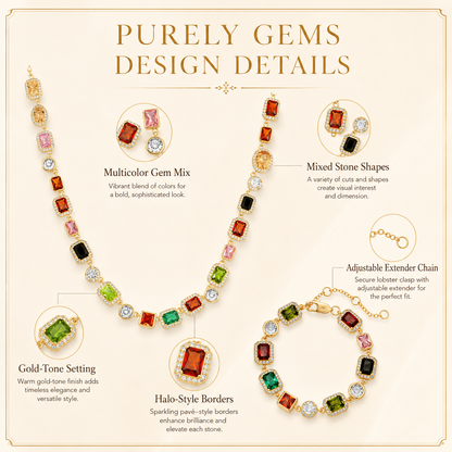 Aurora Gemstone Jewelry Set™ – Multicolor Necklace & Bracelet