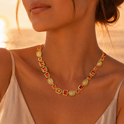 Baokang Sunset Glow Gemstone Necklace