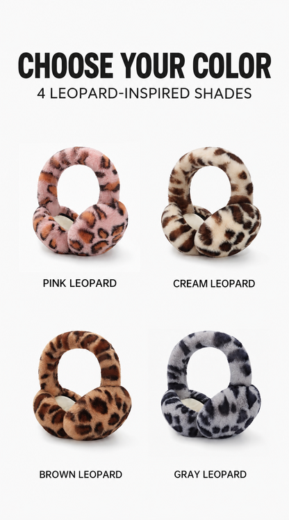 Foldable Plush Leopard Earmuffs | Warm & Cozy Winter Ear Warmers