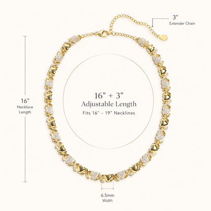Gold XOXO Diamond Gemstone Necklace
